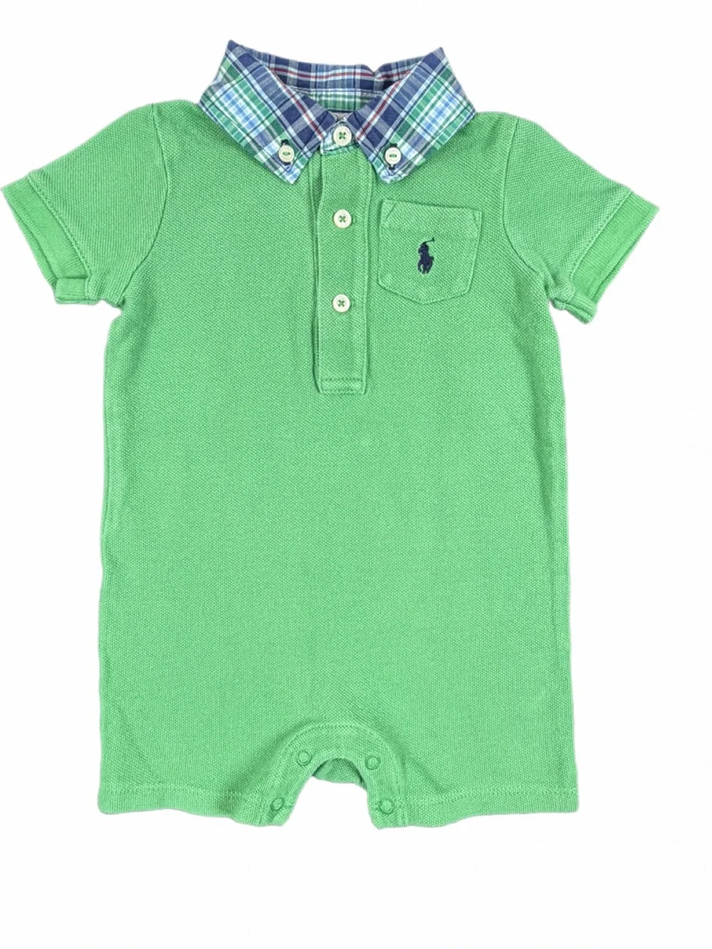 RALPH LAUREN Baby Boy Mesh Cotton Polo Shortall Romper - 6M